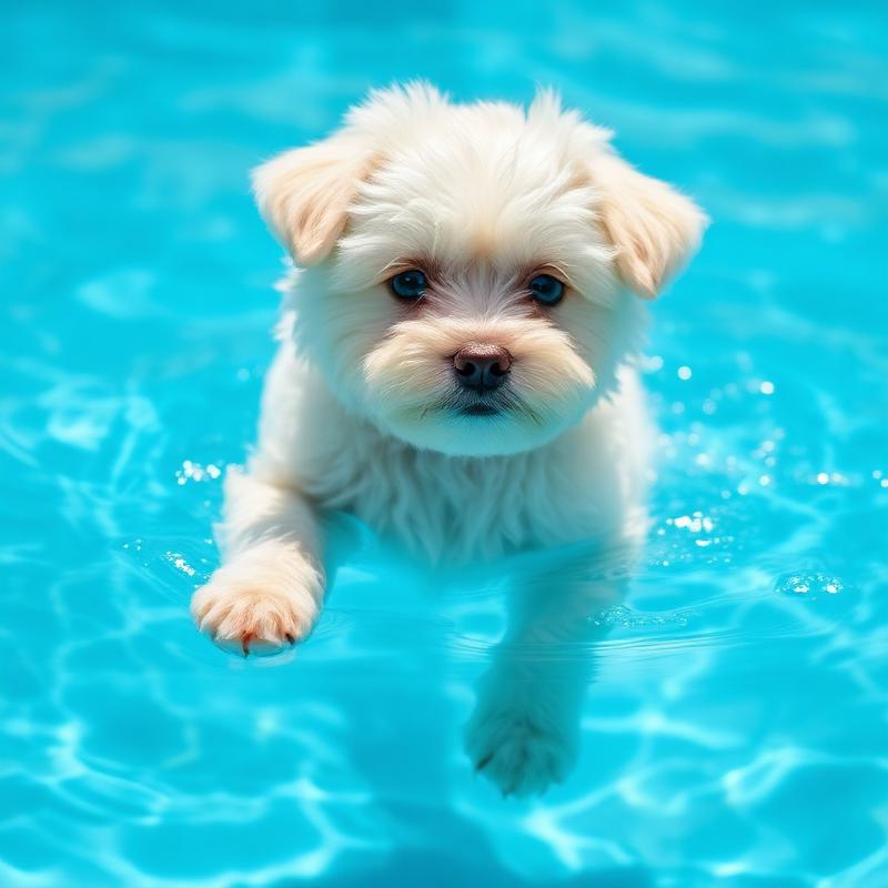Dog swimming moment