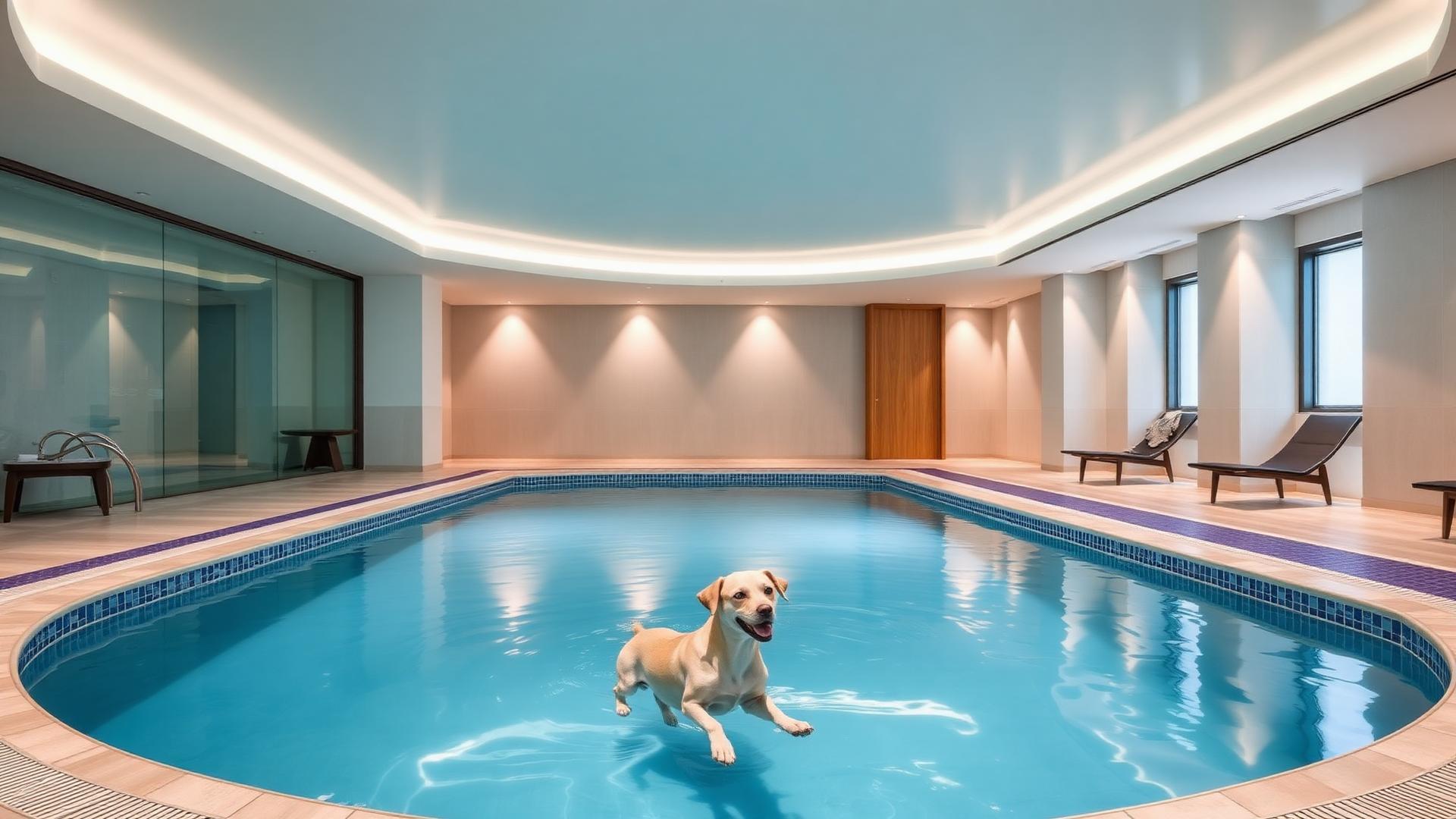 Dog swimming moment